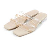 ベージュ | スクエアトゥメニー華奢ストラップクリアヒールサンダル | VIVIAN COLLECTION