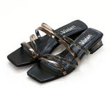 ブラックコンビ | スクエアトゥメニー華奢ストラップクリアヒールサンダル | VIVIAN COLLECTION