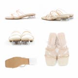 スクエアトゥメニー華奢ストラップクリアヒールサンダル | VIVIAN COLLECTION | 詳細画像3 