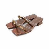 ブロンズ | スクエアトゥメニー華奢ストラップクリアヒールサンダル | VIVIAN COLLECTION