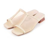 ベージュ | スクエアトゥチュールクリアヒールサンダル | VIVIAN COLLECTION