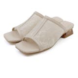 ベージュコンビ | スクエアトゥチュールクリアヒールサンダル | VIVIAN COLLECTION