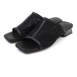 ブラックコンビ | スクエアトゥチュールクリアヒールサンダル | VIVIAN COLLECTION