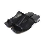 ブラックメッシュ | スクエアトゥチュールクリアヒールサンダル | VIVIAN COLLECTION