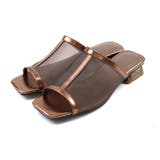 ブラウン | スクエアトゥチュールクリアヒールサンダル | VIVIAN COLLECTION