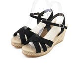 ブラック | クロスデザインウェッジサンダル | VIVIAN COLLECTION