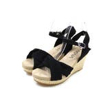 ブラック | 履きごこちやみつき感激 ツイストデザインウェッジサンダル | VIVIAN COLLECTION