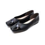 ブラック | 異素材バイカラーフラットパンプス | VIVIAN COLLECTION