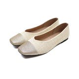 アイボリーツイード | 異素材バイカラーフラットパンプス | VIVIAN COLLECTION