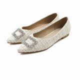 ツイード | ポインテッドトゥビジューバックルモチーフフラットパンプス | VIVIAN COLLECTION