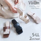 ゴールドパーツヒールクロスミュールサンダル | VIVIAN COLLECTION | 詳細画像1