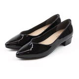 ブラックエナメル | ポインテッドトゥVカットレインパンプス | VIVIAN COLLECTION