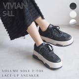 厚底Tトゥデザインコンビカラーレースアップスニーカー | VIVIAN COLLECTION | 詳細画像1