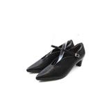 ブラックPU | ポインテッドトゥスリットストラップ5cmプレートヒールパンプス | VIVIAN COLLECTION