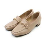グレージュ | スクエアトゥローヒールビット付きローファーパンプス | VIVIAN COLLECTION
