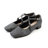 ブラックグリッター | スクエアトゥクロスストラップパンプス | VIVIAN COLLECTION