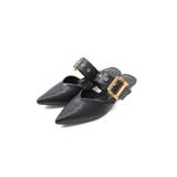 ブラック | ポインテッドトゥVカットバックルベルトミュールパンプス | VIVIAN COLLECTION