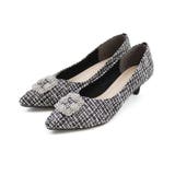 ホワイトツイード | ポインテッドトゥビジューバックルモチーフパンプス | VIVIAN COLLECTION
