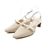 アイボリー | サイドリボンニットスリングバックパンプス | VIVIAN COLLECTION
