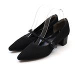 ブラック | 履きごこちやみつき感激 ポインテッドトゥメリージェーン4cmヒールニットパンプス | VIVIAN COLLECTION