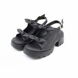 ブラック | 厚底ダブルリボンストラップサンダル | VIVIAN COLLECTION