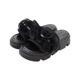 ブラック | シアーフリル厚底サンダル | VIVIAN COLLECTION