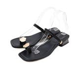 ブラック | 2WAYゴールドモチーフトングクリアヒールサンダル | VIVIAN COLLECTION