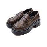 ダークブラウン | 厚底シンプルコインローファー | VIVIAN COLLECTION