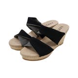 ブラック | 履きごこちやみつき感激 ツイストデザインウェッジサンダル | VIVIAN COLLECTION