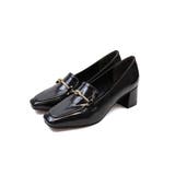 ブラックエナメル | スクエアトゥビット付きローファーパンプス | VIVIAN COLLECTION