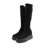 ブラックスエード | 厚底ボリュームソールストレッチロングブーツ | VIVIAN COLLECTION