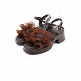 ダークブラウン | シアークロスフリル厚底ストラップサンダル | VIVIAN COLLECTION