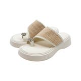 アイボリー | キラキラフラワービジュー厚底トングサンダル | VIVIAN COLLECTION