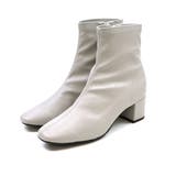 グレーPU | スクエアトゥストレッチショートブーツ | VIVIAN COLLECTION