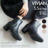 スクエアトゥキルティングショートブーツ | VIVIAN COLLECTION | 詳細画像1