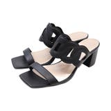 ブラック | スクエアトゥカットワークミュールサンダル | VIVIAN COLLECTION