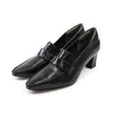 ブラック | スクエアトゥデザインヒールローファーパンプス | VIVIAN COLLECTION