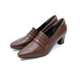 ダークブラウン | スクエアトゥデザインヒールローファーパンプス | VIVIAN COLLECTION