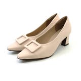 ベージュ | スクエアトゥデザインヒールバックルモチーフパンプス | VIVIAN COLLECTION