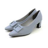 ブルー | スクエアトゥデザインヒールバックルモチーフパンプス | VIVIAN COLLECTION