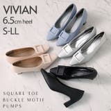 スクエアトゥデザインヒールバックルモチーフパンプス | VIVIAN COLLECTION | 詳細画像1