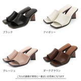 スクエアトゥウッド柄変形ヒールミュールサンダル | VIVIAN COLLECTION | 詳細画像2