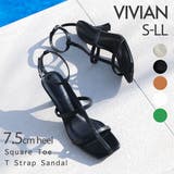 スクエアトゥ華奢Tストラップサンダル | VIVIAN COLLECTION | 詳細画像1