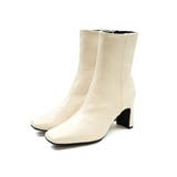 アイボリー | スクエアトゥプレートヒールショートブーツ | VIVIAN COLLECTION