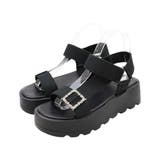 ブラック | キラキラビジューバックル厚底サンダル | VIVIAN COLLECTION