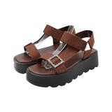 ダークブラウン | キラキラビジューバックル厚底サンダル | VIVIAN COLLECTION