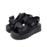 ブラック | ダブルビッグリボン厚底サンダル | VIVIAN COLLECTION