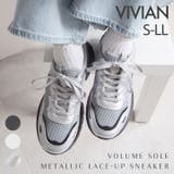 厚底メタリック異素材コンビレースアップスニーカー | VIVIAN COLLECTION | 詳細画像1