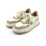 ベージュ | 厚底コンビカラーレースアップスニーカー | VIVIAN COLLECTION