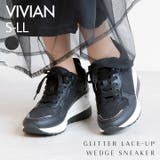 後ろ姿が映えるキラキラグリッターレースアップウェッジスニーカー | VIVIAN COLLECTION | 詳細画像1